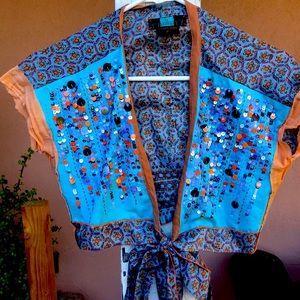 Petite A Common Thread Sequin wrap crop-top
